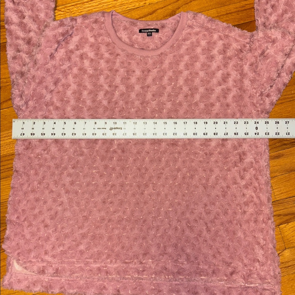 Knapp Studio Textured Mauve Rose Buds Crewneck Sweater 2XL EUC - Picture 4 of 5